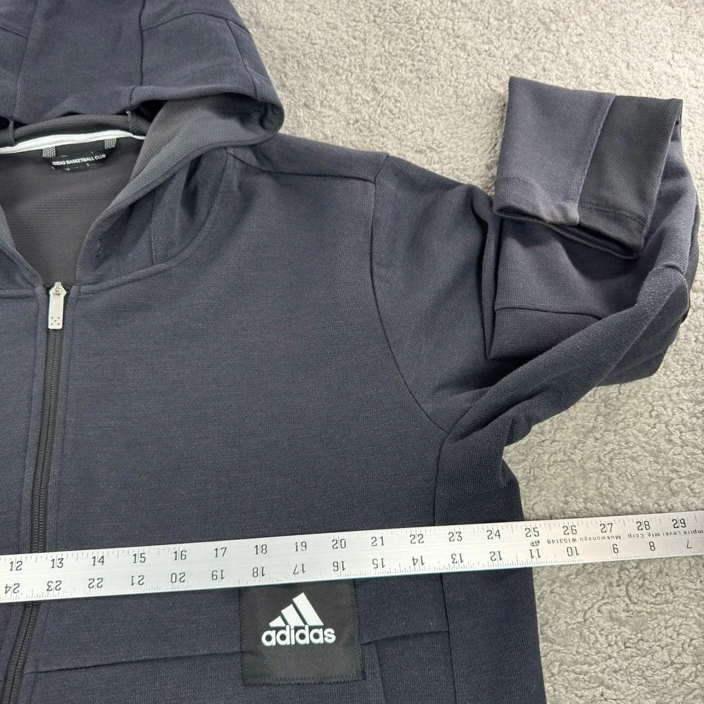 Adidas Basketball Club Full Zip Hoodie Black Aeroready Mens XL *FLAW